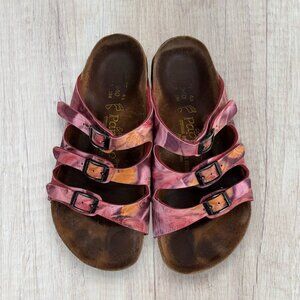 Papillio Birkenstock Florida Sandals Pink Multicolor Floral 3 Strap Buckle Shoes